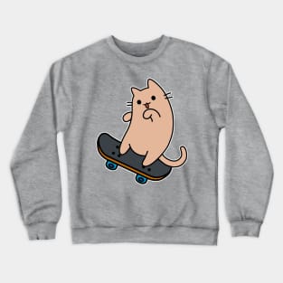 Cat and Skateboard Skateboarding Fun On Board Cat Skateboarder Crewneck Sweatshirt